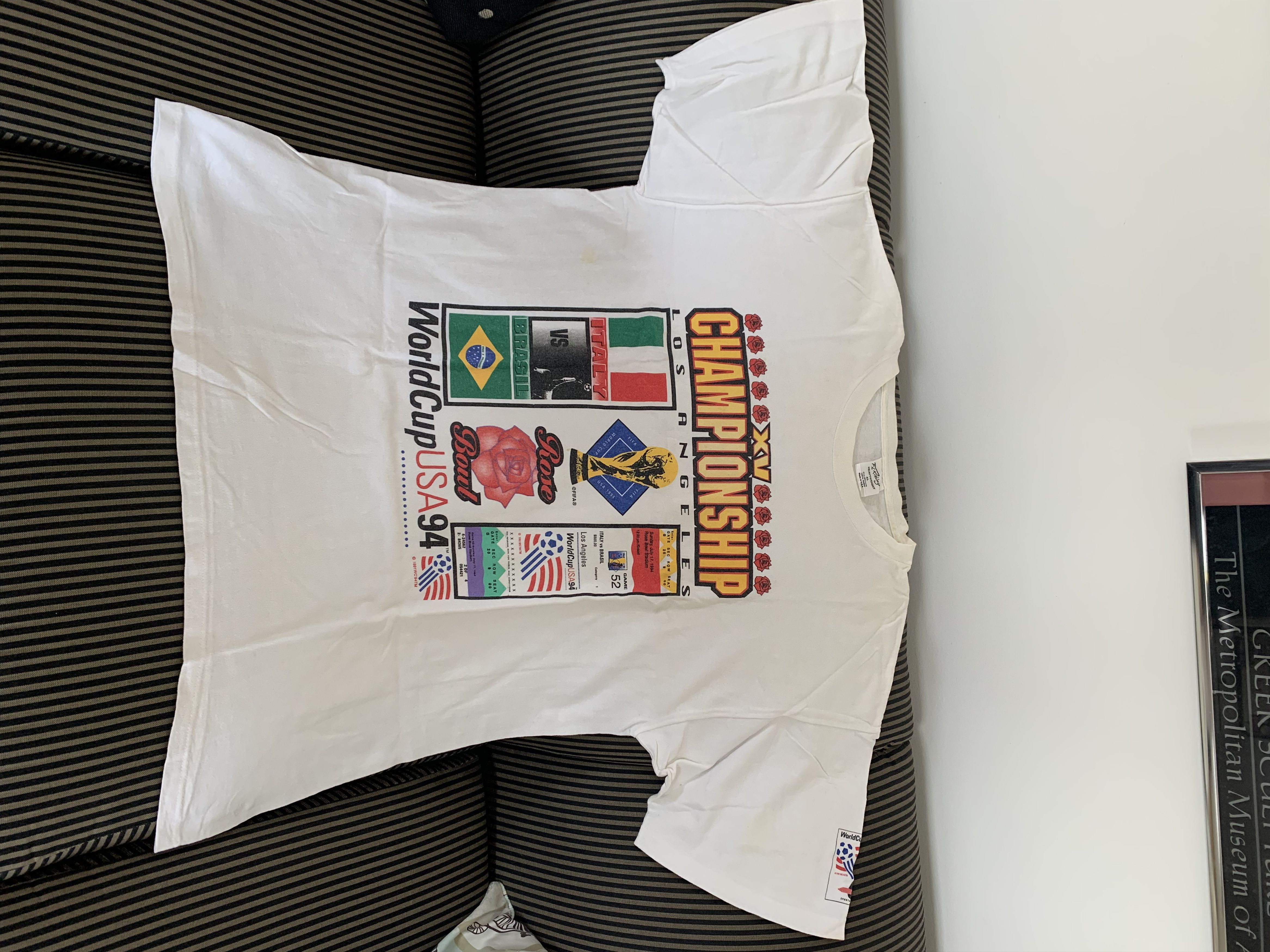 Image of 1994 Fifa World Cup T-Shirt Stadium Official Licensed in White, Men's (Size XL)