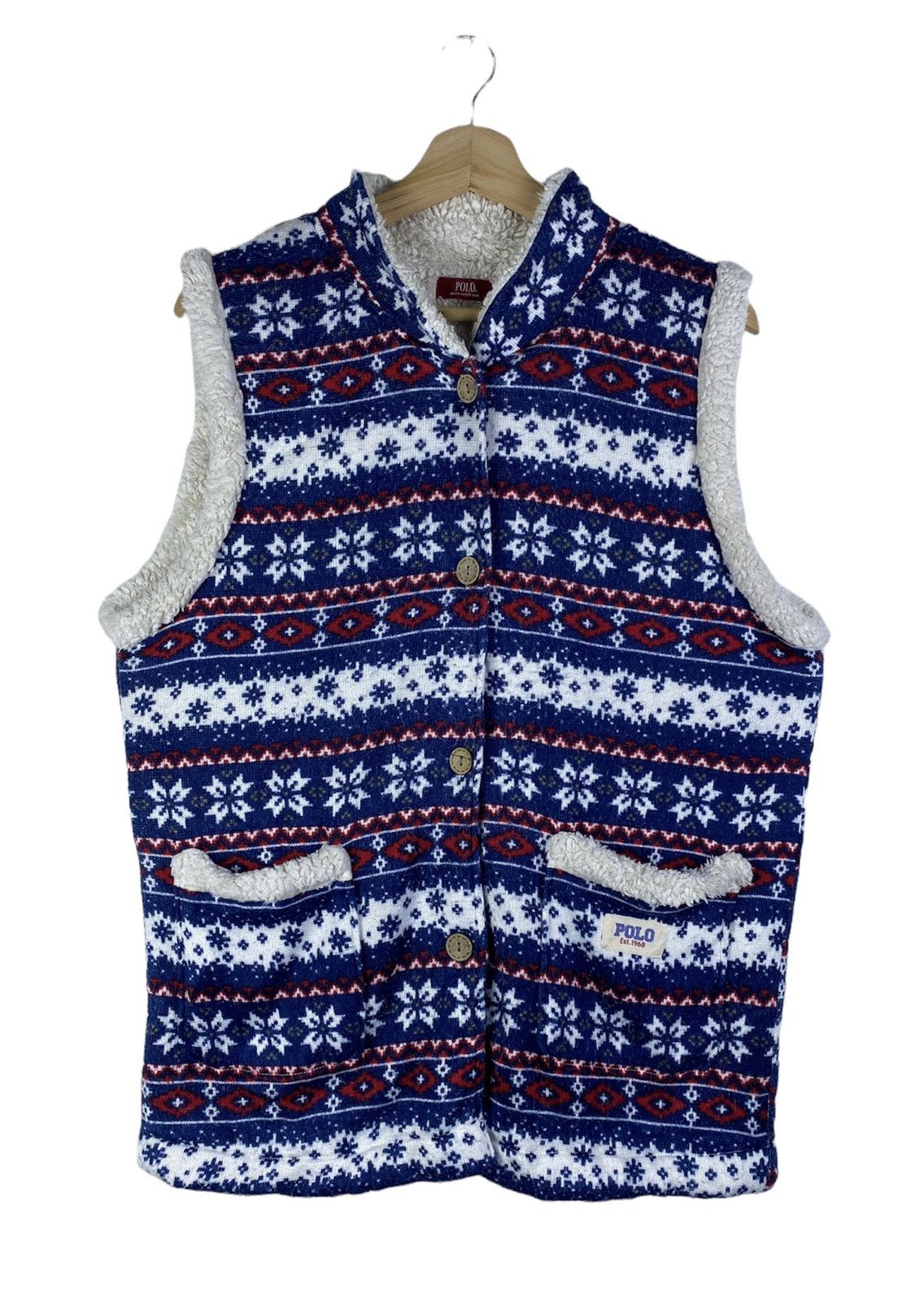 image of Navajo x Polo Ralph Lauren Vintage Polo British Country Spirit Lining Sherpa Vest (Size Large)