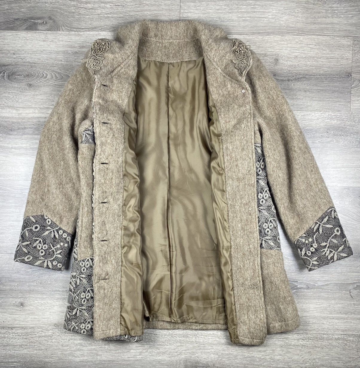 Japanese Brand Bi Bi Tokyo Wool Jacket Flowered Sashiko Coats Button Up Size M / US 6-8 / IT 42-44 - 4 Thumbnail