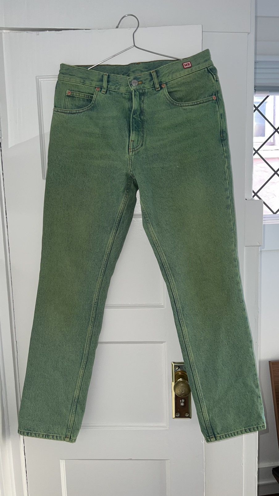 image of Martine Rose Lime Green Denim Jeans, Men's (Size 30)