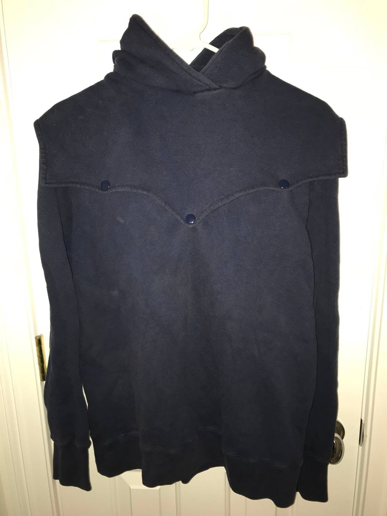 image of Kim Jones Archival Navy Blue Detachable Hooded Sweatshirt, Men's (Size Medium)