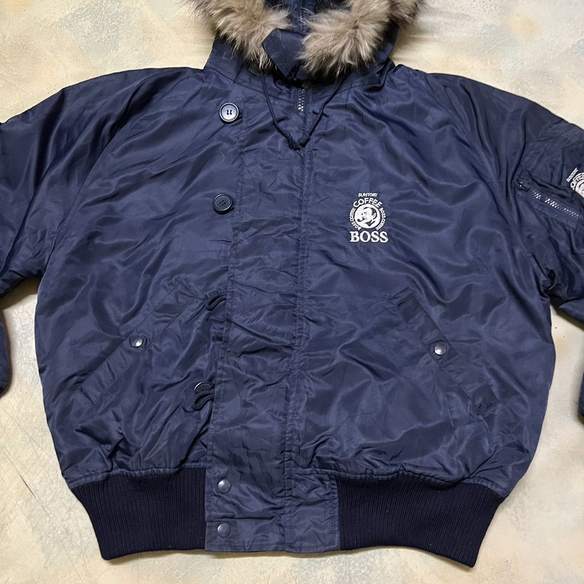 Japanese Brand Vintage Suntory Boss Coffee Bomber Jacket Size US L / EU 52-54 / 3 - 4 Thumbnail