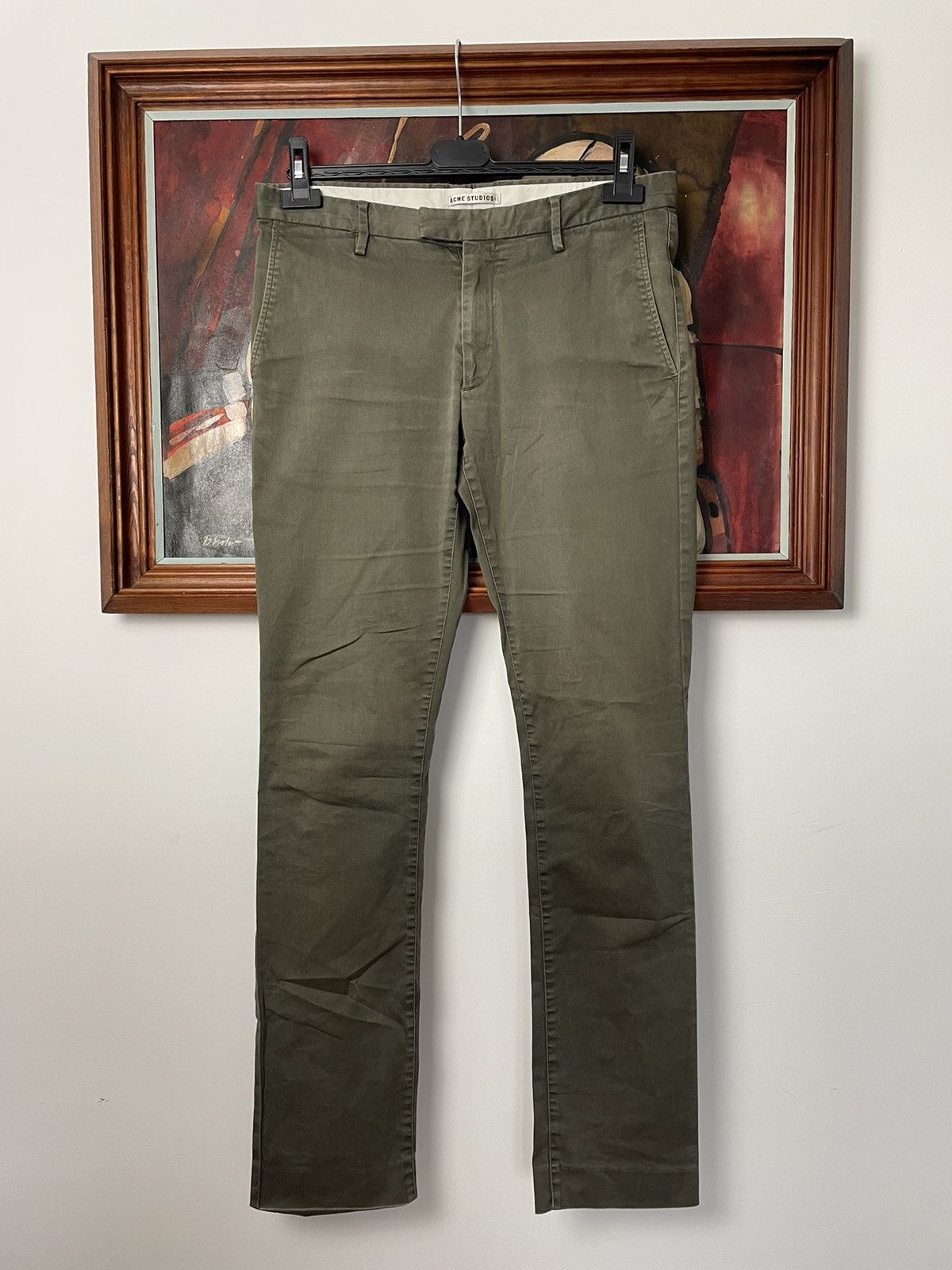 Acne Studios Acne Studios Olive Slim Fit Chino Pants Designer Streetwear Size US 34 / EU 50 - 1 Thumbnail