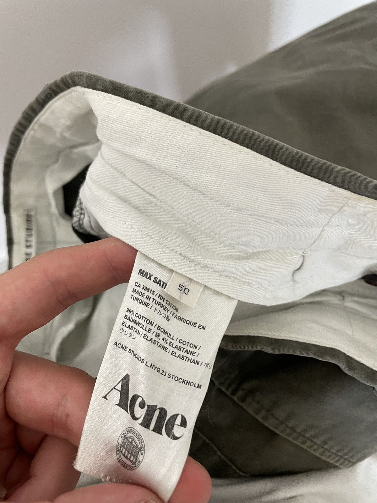 Acne Studios Acne Studios Olive Slim Fit Chino Pants Designer Streetwear Size US 34 / EU 50 - 4 Thumbnail