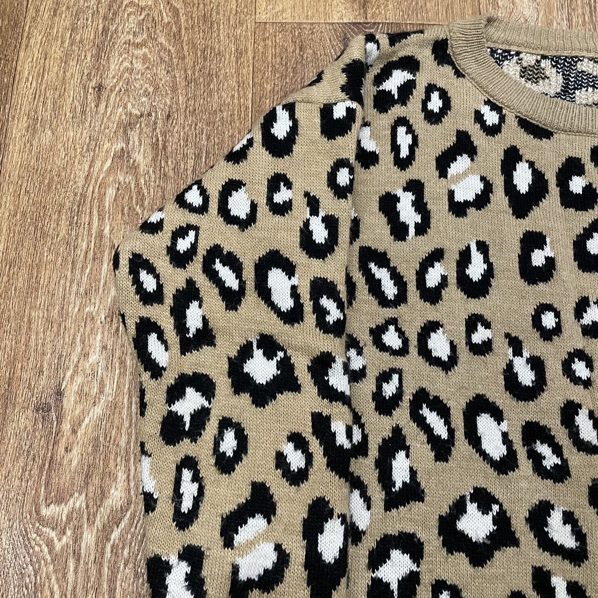 Vintage Vintage Y2K Leopard Print Knit Sweater Oversized Cream L Size US L / EU 52-54 / 3 - 5 Thumbnail