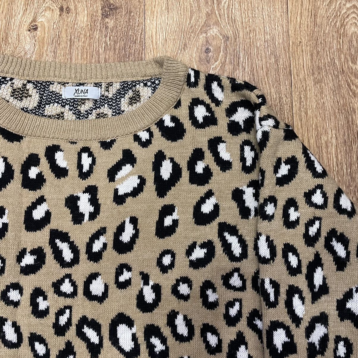 Vintage Vintage Y2K Leopard Print Knit Sweater Oversized Cream L Size US L / EU 52-54 / 3 - 6 Thumbnail