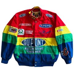 Jeff Gordon DuPont NASCAR Rainbow Leather Jacket - Maker of Jacket