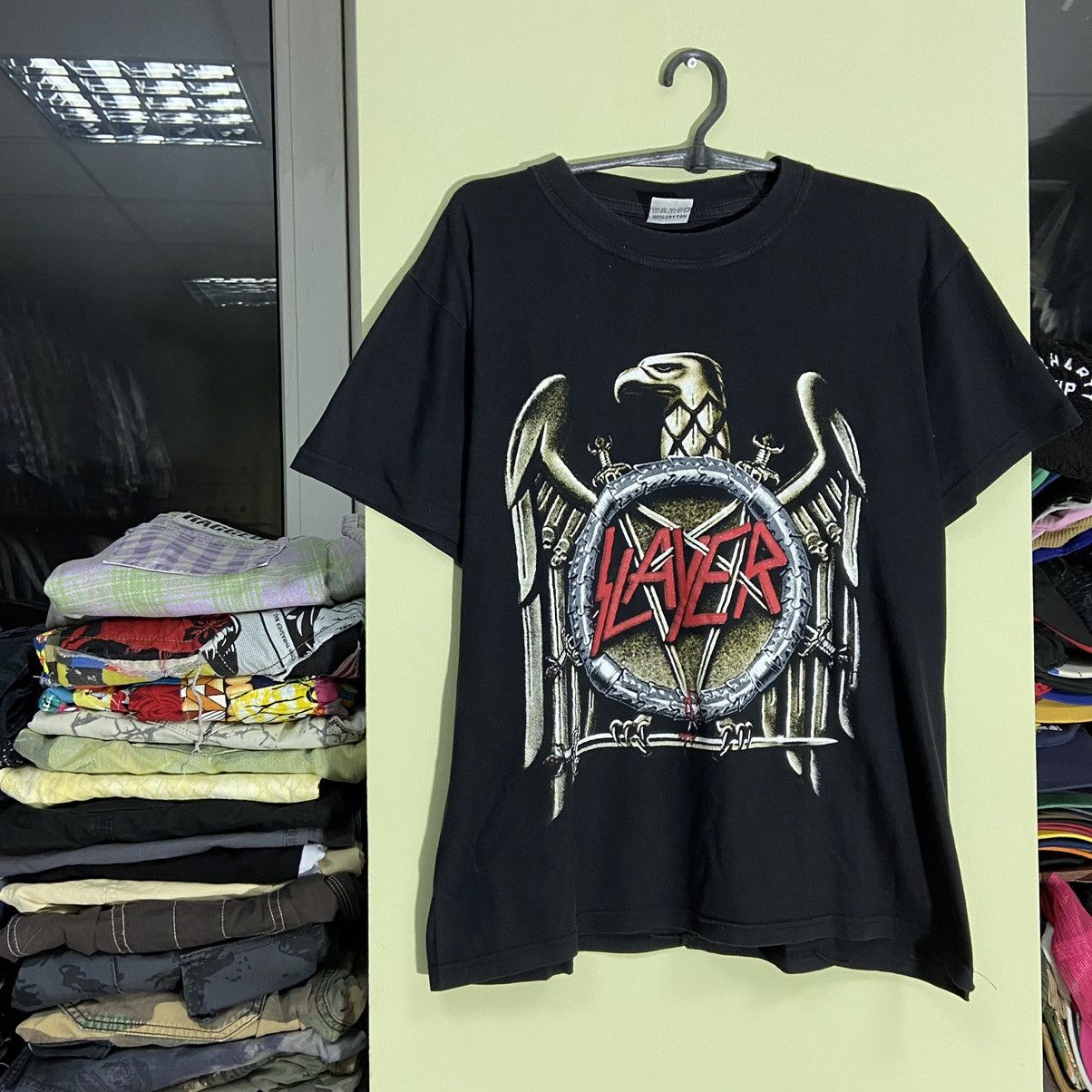 Vintage Vintage 90s Slayer Graphic Tee Black Metal Band Punk Boxy M Size US M / EU 48-50 / 2 - 2 Thumbnail