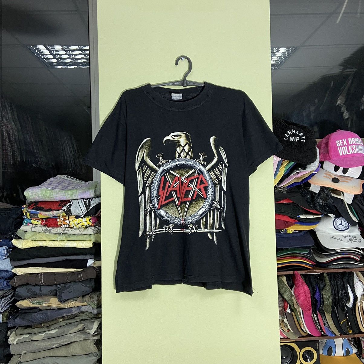Vintage Vintage 90s Slayer Graphic Tee Black Metal Band Punk Boxy M Size US M / EU 48-50 / 2 - 1 Thumbnail