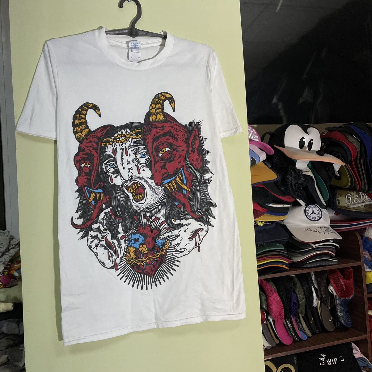 Vintage Vintage 90s Graphic Tee Skull Horror Grunge Streetwear S Size US S / EU 44-46 / 1 - 1 Thumbnail