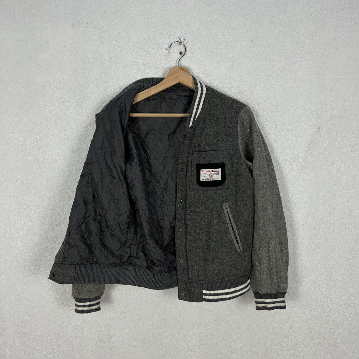 Harris Tweed × Japanese Brand VINTAGE HARRIS TWEED VARSITY JACKET Size US S / EU 44-46 / 1 - 10 Thumbnail