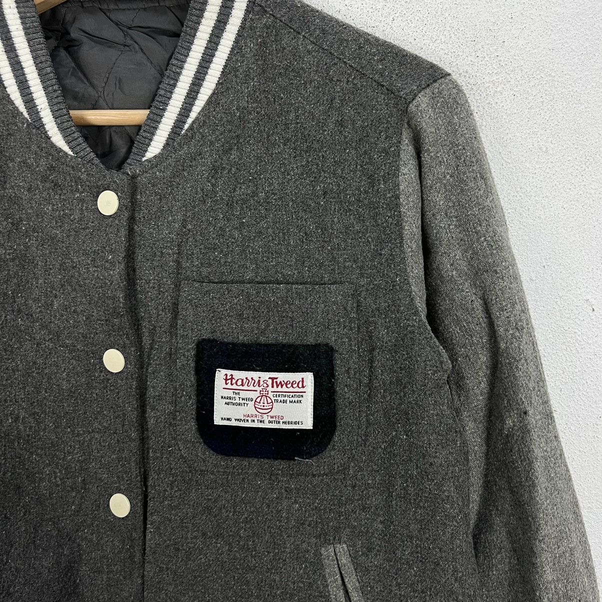 Harris Tweed × Japanese Brand VINTAGE HARRIS TWEED VARSITY JACKET Size US S / EU 44-46 / 1 - 6 Thumbnail