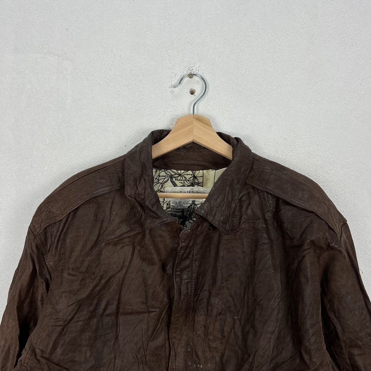 Vintage LOWELL & WHITNEY BOMBER STYLE JACKET LEATHER BIG LOGO LINING Size US M / EU 48-50 / 2 - 3 Thumbnail