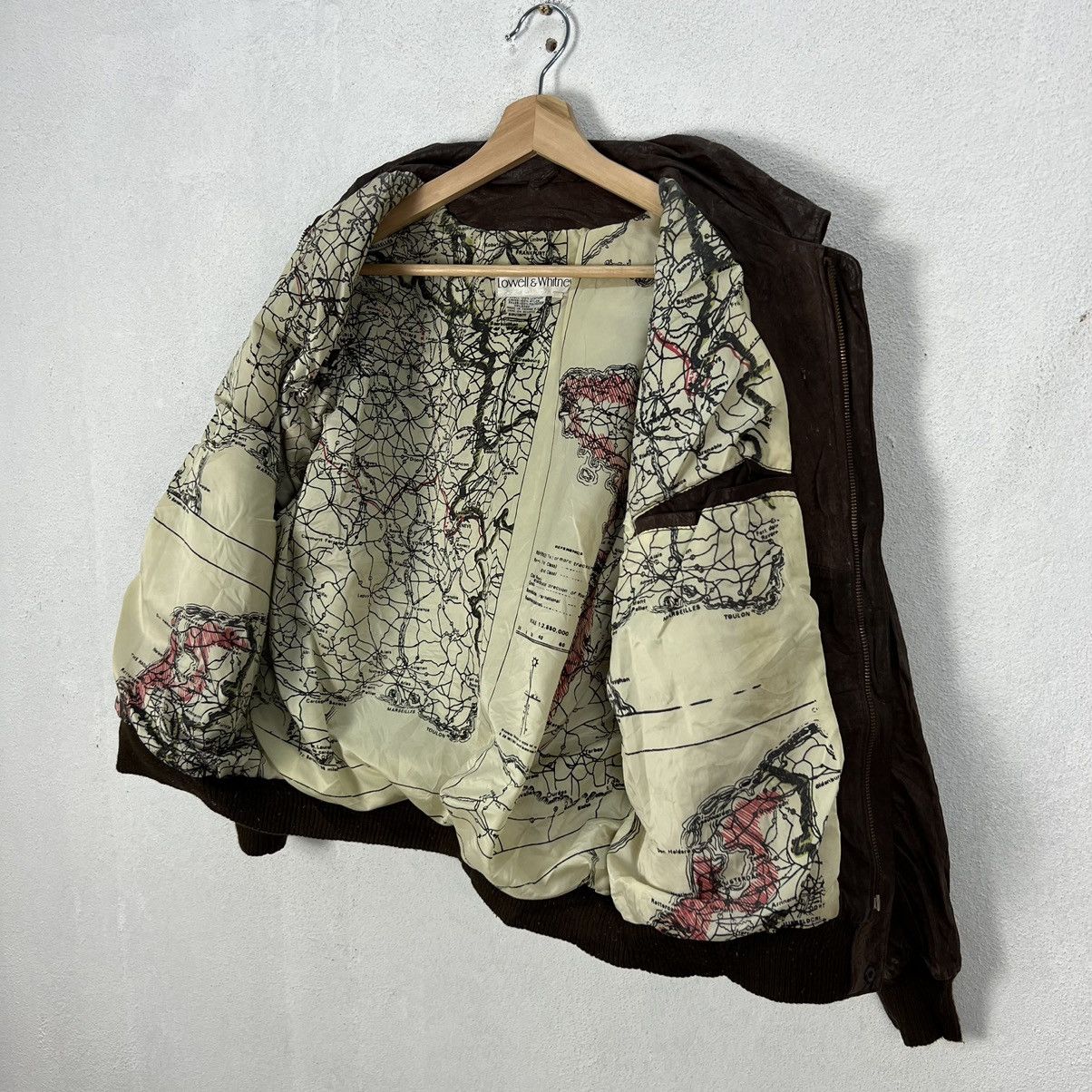 Vintage LOWELL & WHITNEY BOMBER STYLE JACKET LEATHER BIG LOGO LINING Size US M / EU 48-50 / 2 - 8 Thumbnail