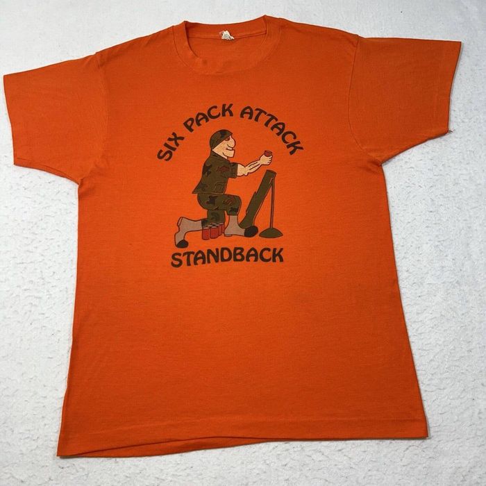 Screen Stars Vintage Screen Stars Slim Six Pack Attack Army Graphic Tee
