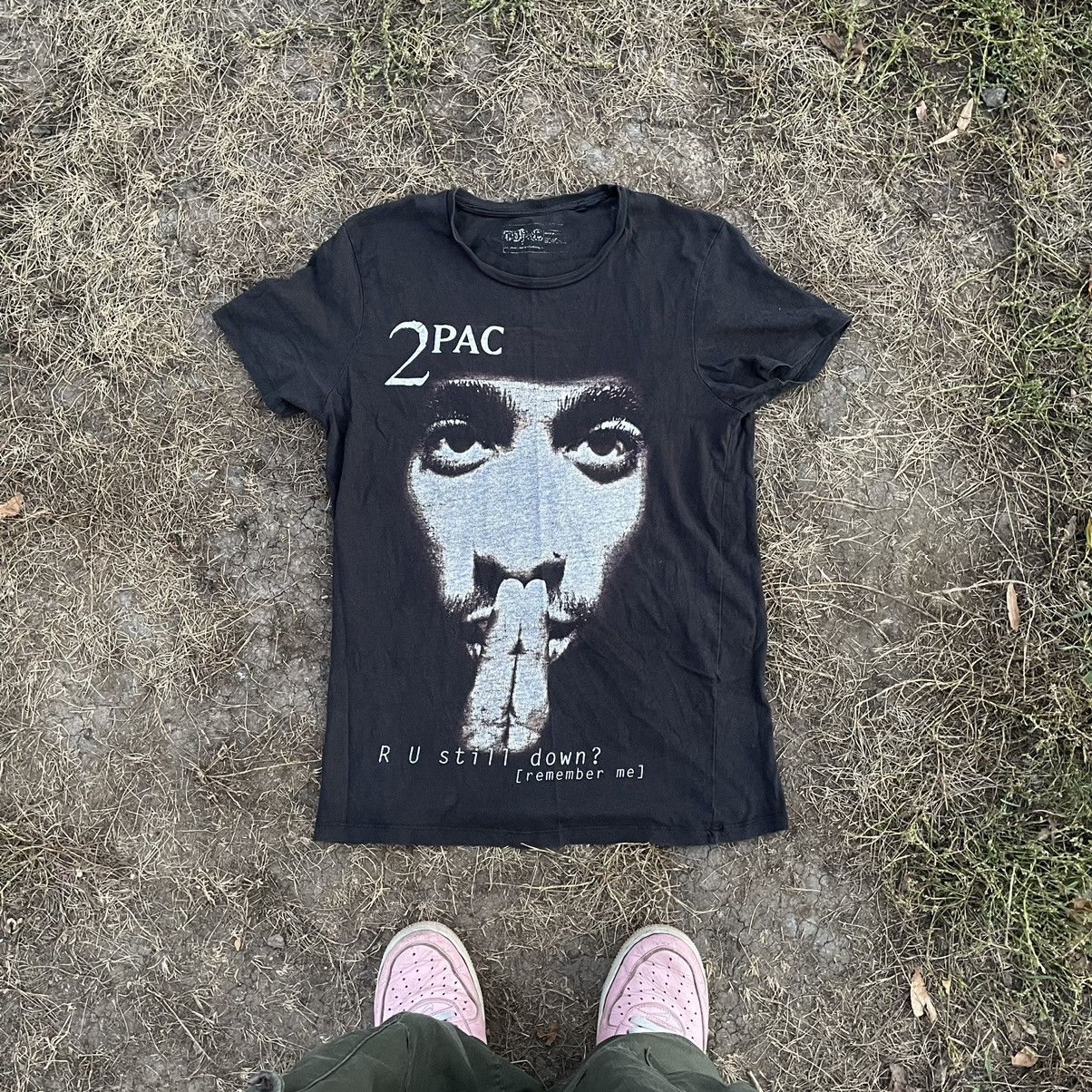 Vintage Vintage 90s 2PAC Graphic Tee Sun Faded Rap Streetwear Slim S Size US S / EU 44-46 / 1 - 1 Thumbnail