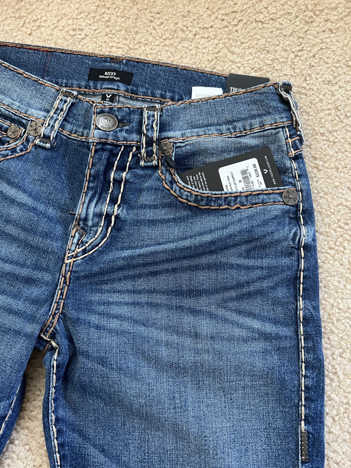 True Religion Super t straight leg relaxed fit denim jeans flap pockets 30 Size US 30 / EU 46 - 9 Thumbnail
