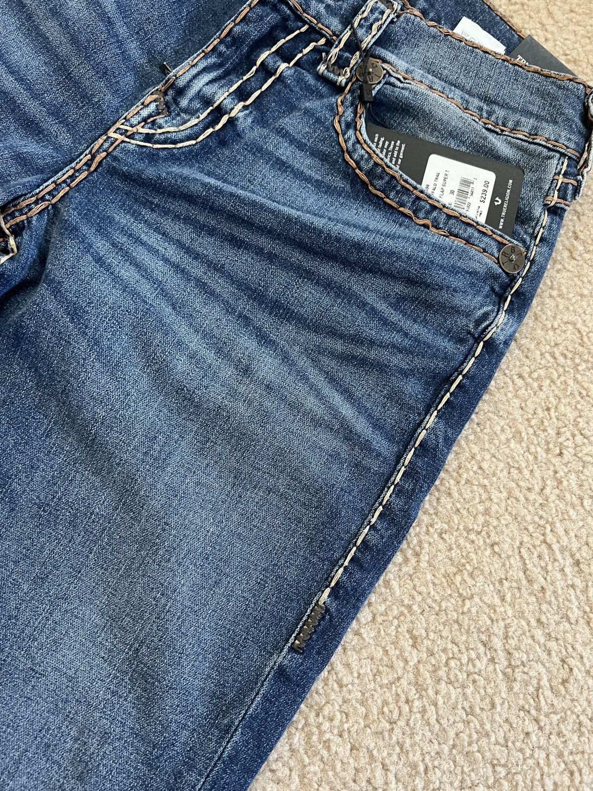 True Religion Super t straight leg relaxed fit denim jeans flap pockets 30 Size US 30 / EU 46 - 12 Thumbnail