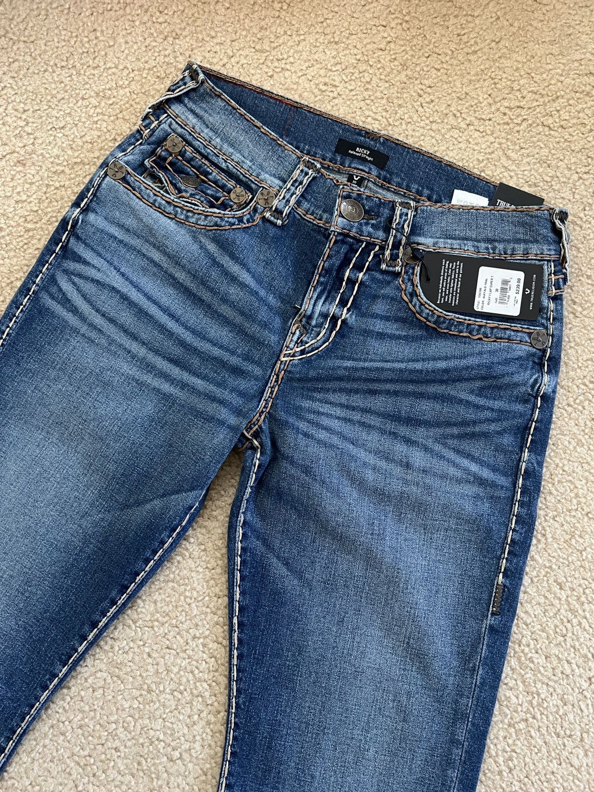 True Religion Super t straight leg relaxed fit denim jeans flap pockets 30 Size US 30 / EU 46 - 8 Thumbnail
