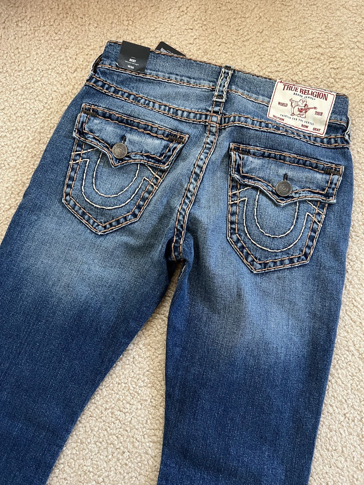 True Religion Super t straight leg relaxed fit denim jeans flap pockets 30 Size US 30 / EU 46 - 15 Thumbnail
