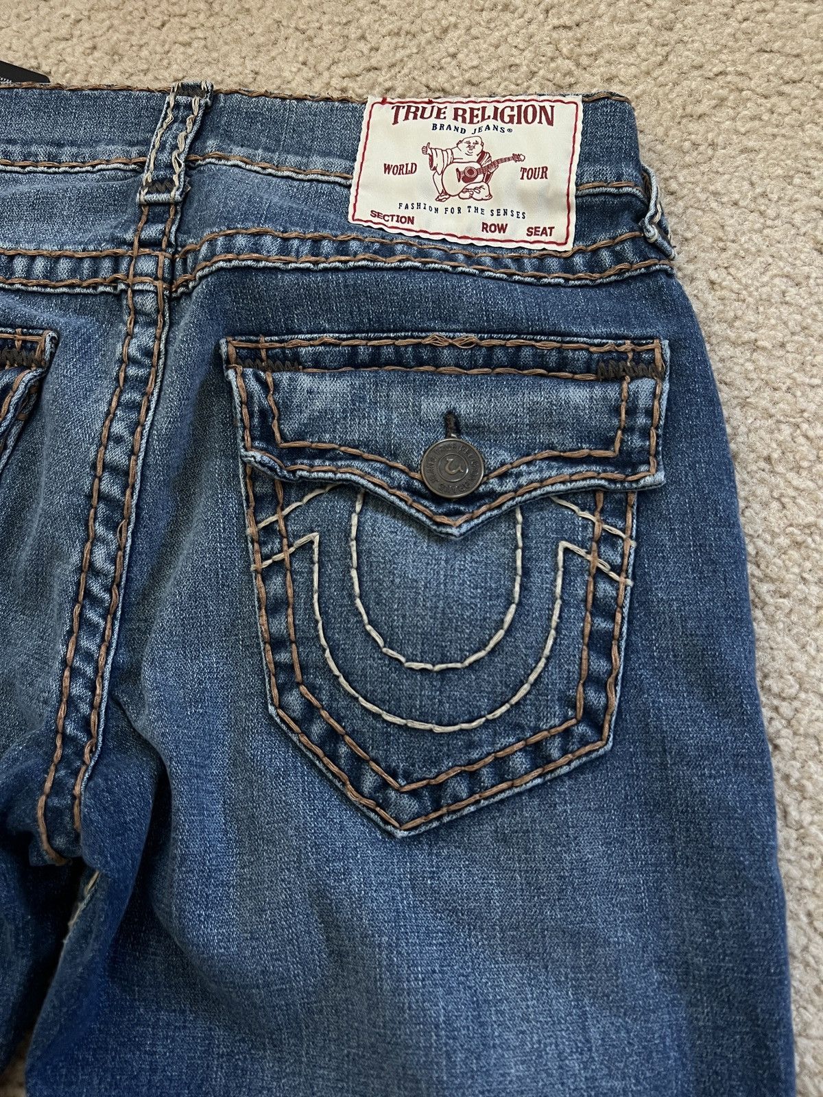 True Religion Super t straight leg relaxed fit denim jeans flap pockets 30 Size US 30 / EU 46 - 16 Thumbnail