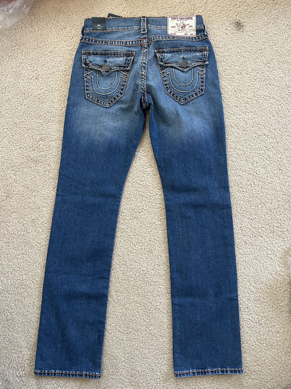 True Religion Super t straight leg relaxed fit denim jeans flap pockets 30 Size US 30 / EU 46 - 3 Thumbnail