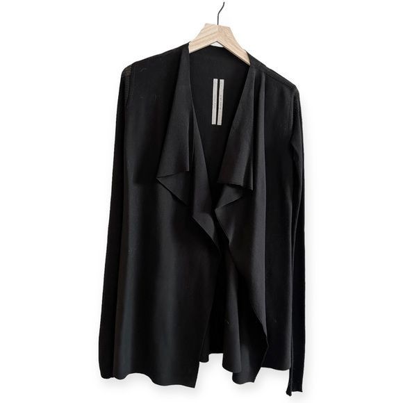image of Nwt, Rick Owens Ss17 Walrus, Draped Wrap Cardigan in Black, Women's (Size XS)