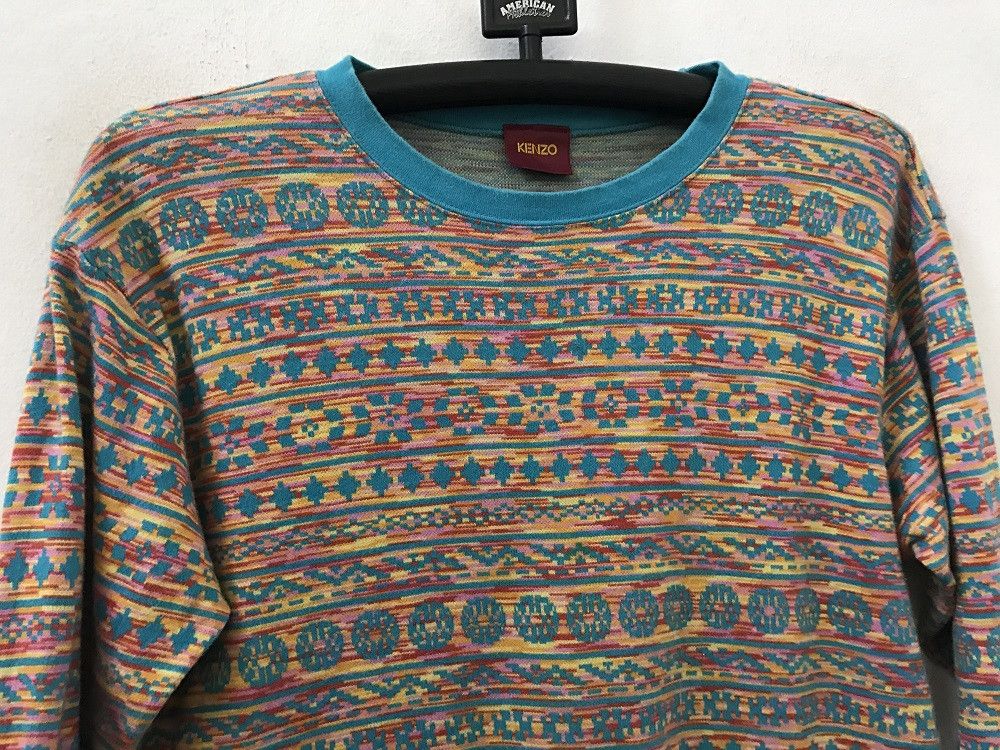 Japanese Brand × Kenzo KENZO Japan Abstract Tribal Striped Long Sleeve t shirt Size US M / EU 48-50 / 2 - 2 Thumbnail