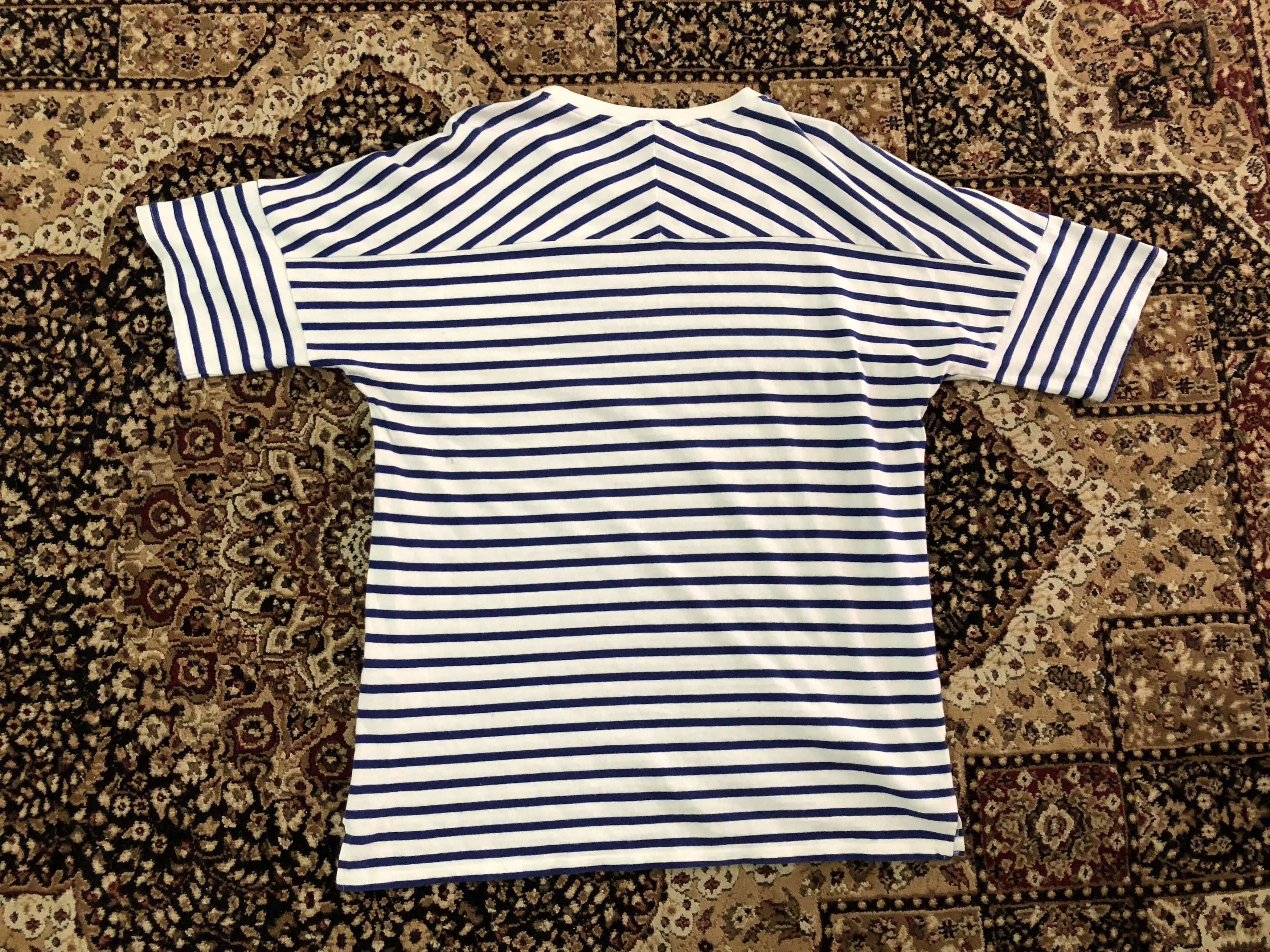 Unused UNUSED Japan Baggy Blue White Striped T shirt Size US M / EU 48-50 / 2 - 3 Thumbnail