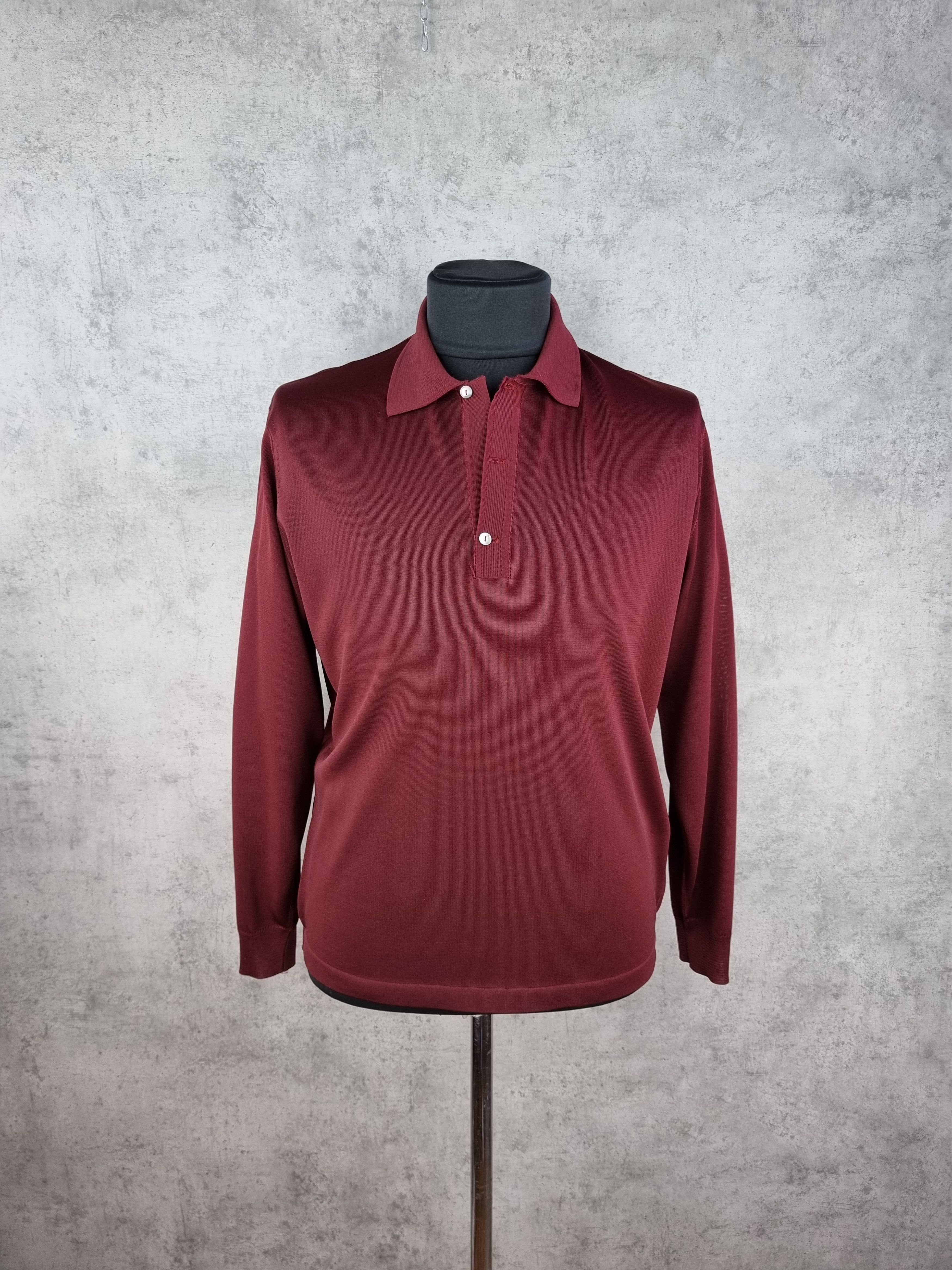 image of Rare Silk Alike Light Polo Sweater Tom Ford Style in Burgundy, Men's (Size Large)