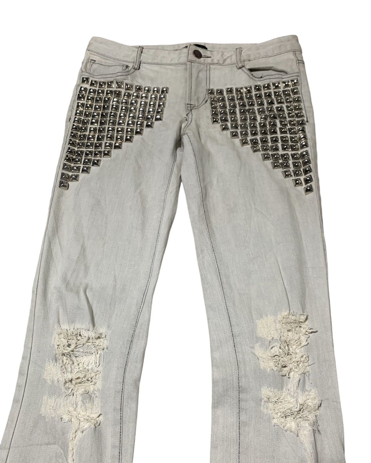 If Six Was Nine (NINE) full studded skinny distress jeans Size US 30 / EU 46 - 2 Thumbnail