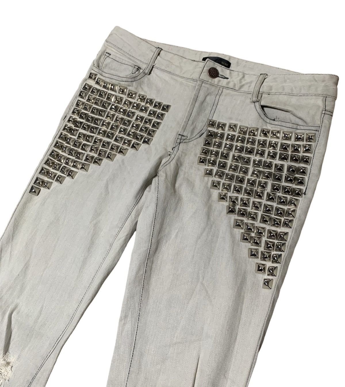 If Six Was Nine (NINE) full studded skinny distress jeans Size US 30 / EU 46 - 3 Thumbnail