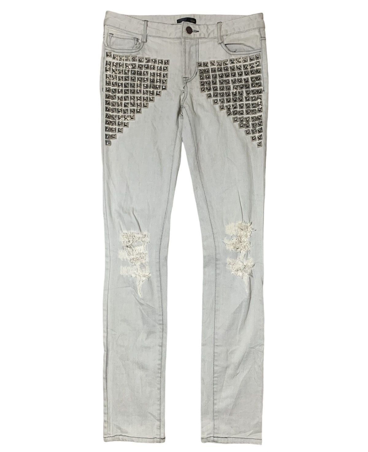 If Six Was Nine (NINE) full studded skinny distress jeans Size US 30 / EU 46 - 1 Thumbnail