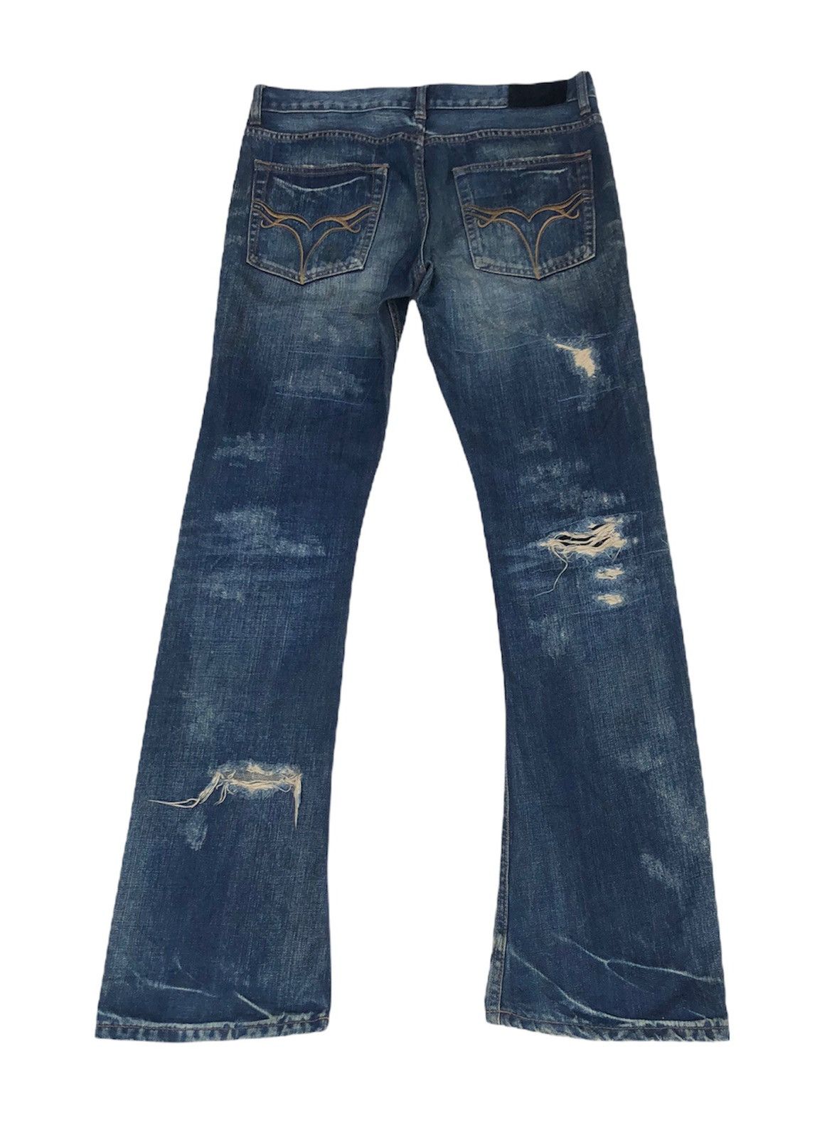 JACKROSE 🔥Mega Rare🔥Jack Rose Distressed Flare Jeans Size US 33 - 2 Thumbnail