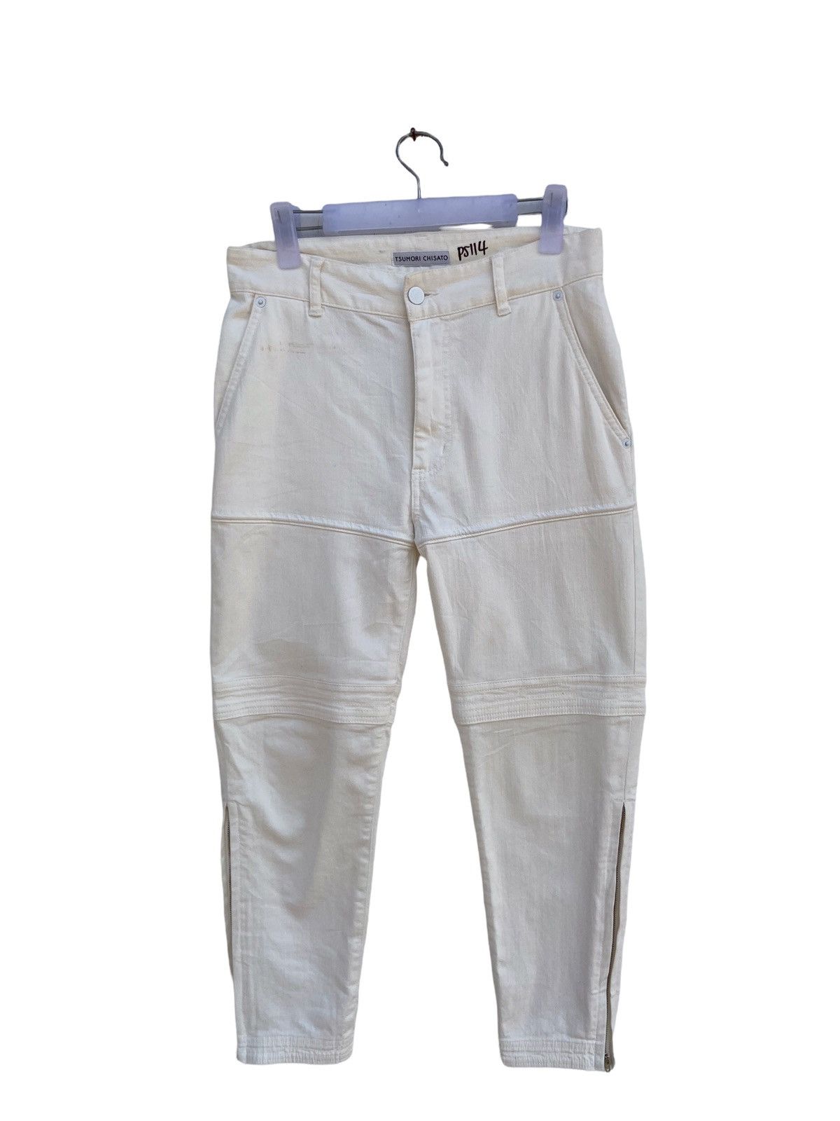 image of Issey Miyake x Tsumori Chisato Tencel Slab Stretch Pant in White, Women's (Size 28)