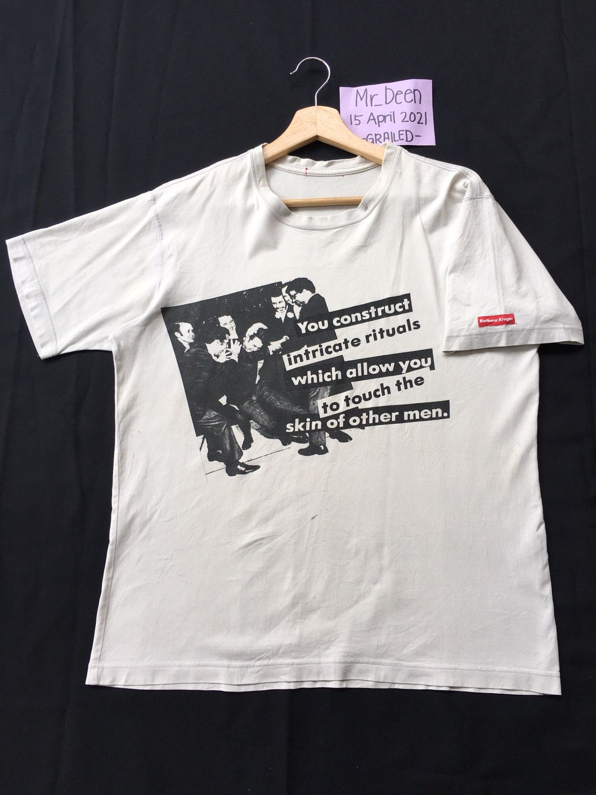 image of Barbara Kruger You Construct Intricate Ritual Tee in White, Men's (Size Medium)
