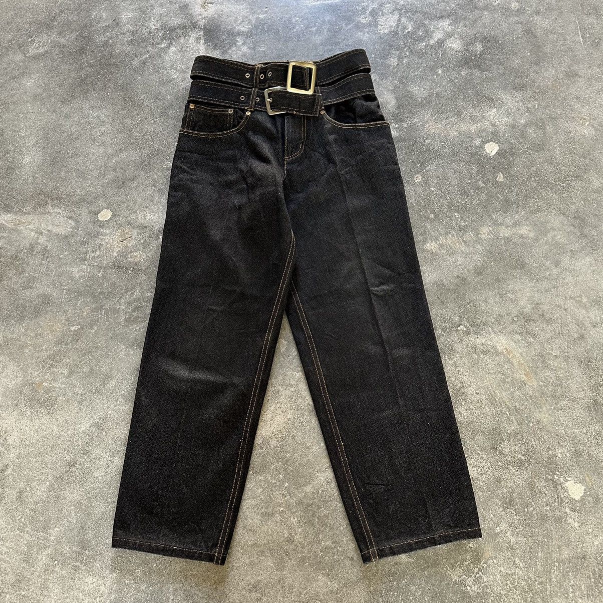 Belted high rise denim