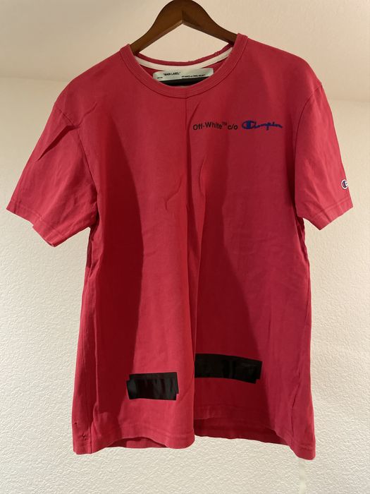 Off white x champion best sale red tee