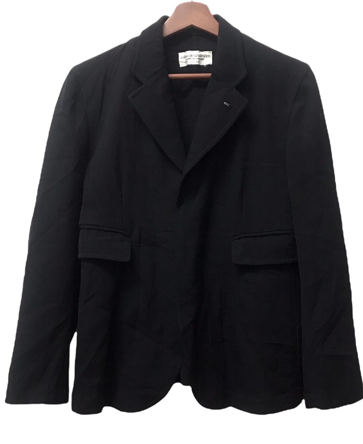 image of Comme Des Garcons x Comme Des Garcons Homme Deux Ad1998 Robe De Chambre Wool Coat Jacket in Black, 