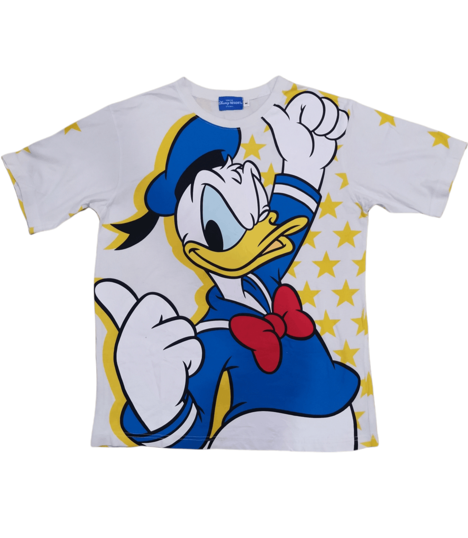image of Vintage Donald Duck Mickey Mouse Disney Overprint Tee in White, Men's (Size Medium)