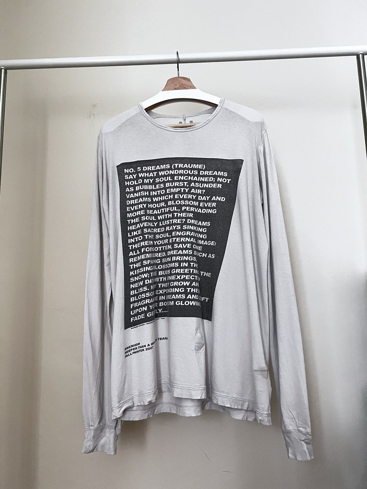 image of Rick Owens x Rick Owens Drkshdw Fw07 Wagner Traume Opera Longsleeve in Dirty White (Size Medium)