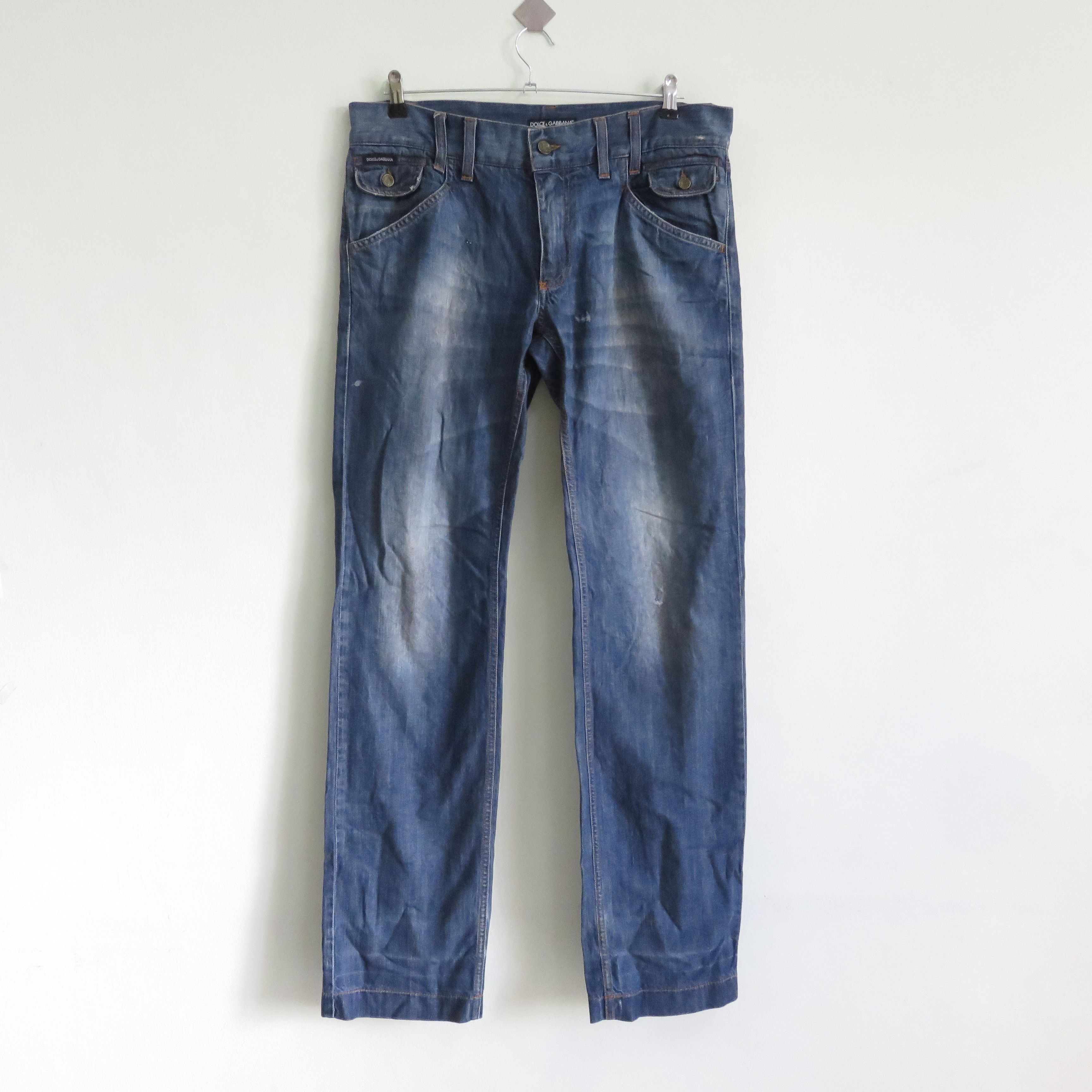 Dolce & Gabbana × Vintage Dolce & Gabbana Distressed Denim Lampo Jeans Size US 34 / EU 50 - 1 Thumbnail