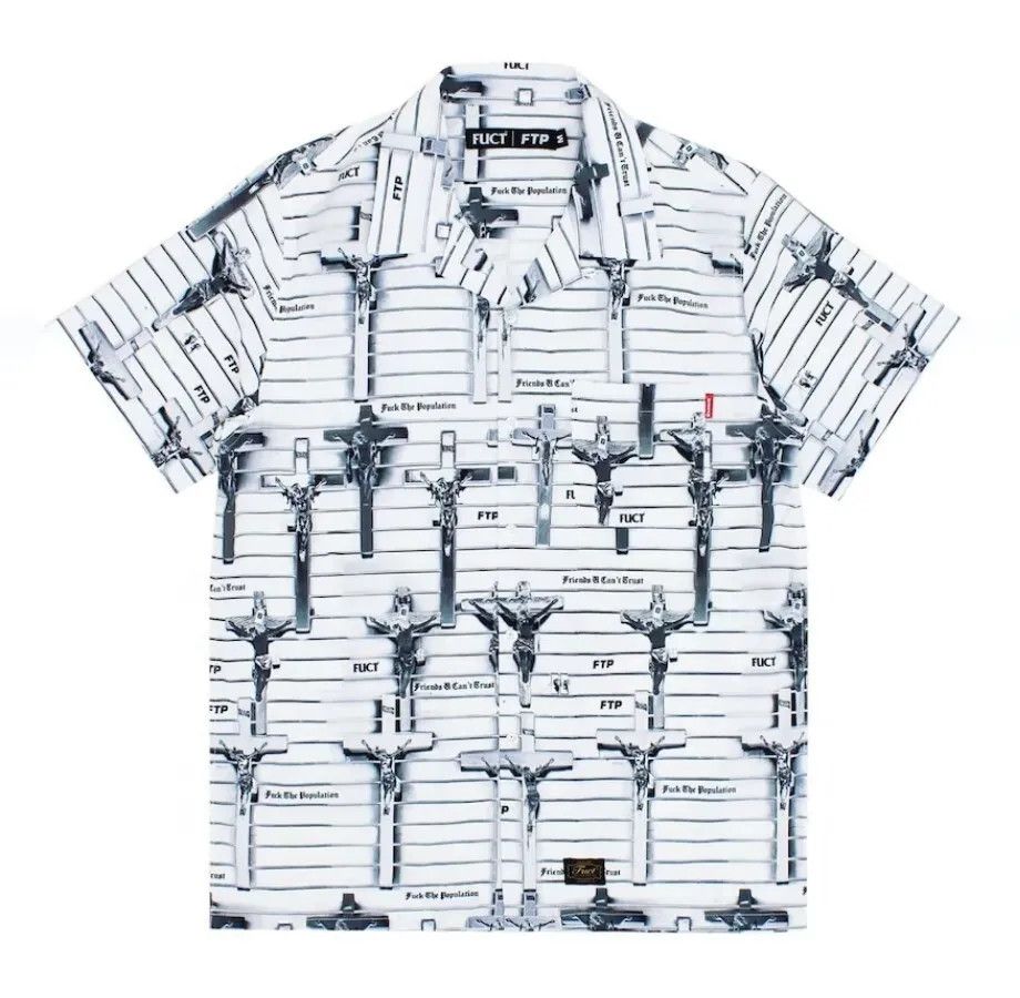 FUCT × Fuck The Population Fuct+Ftp Silver Cross Rayon Button-up Shirt Size US L / EU 52-54 / 3 - 1 Thumbnail