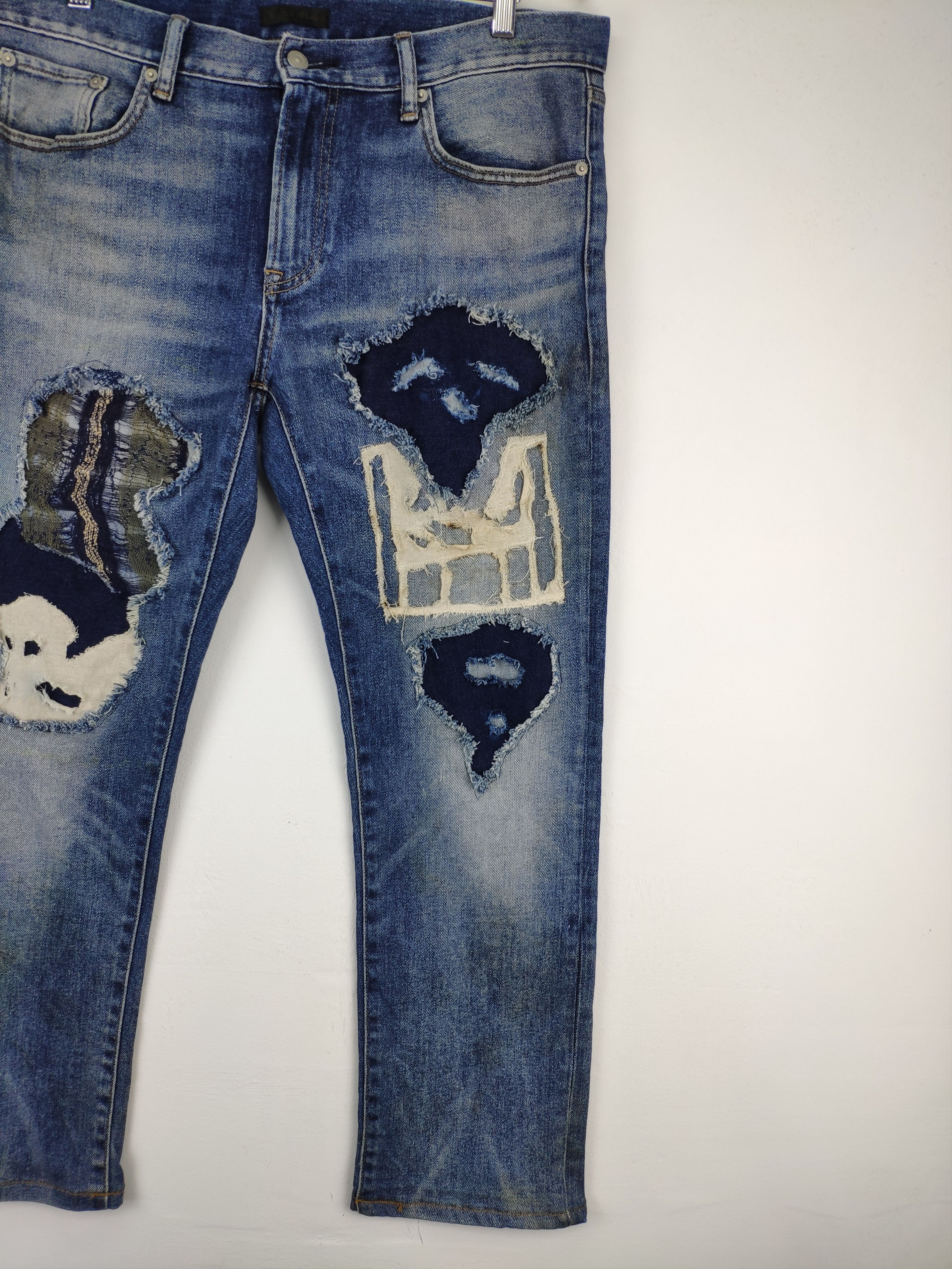 Japanese Brand 🇯🇵 Custom Made Uniqlo Jeans Distressed Kapital Boro Style Size US 36 / EU 52 - 2 Thumbnail