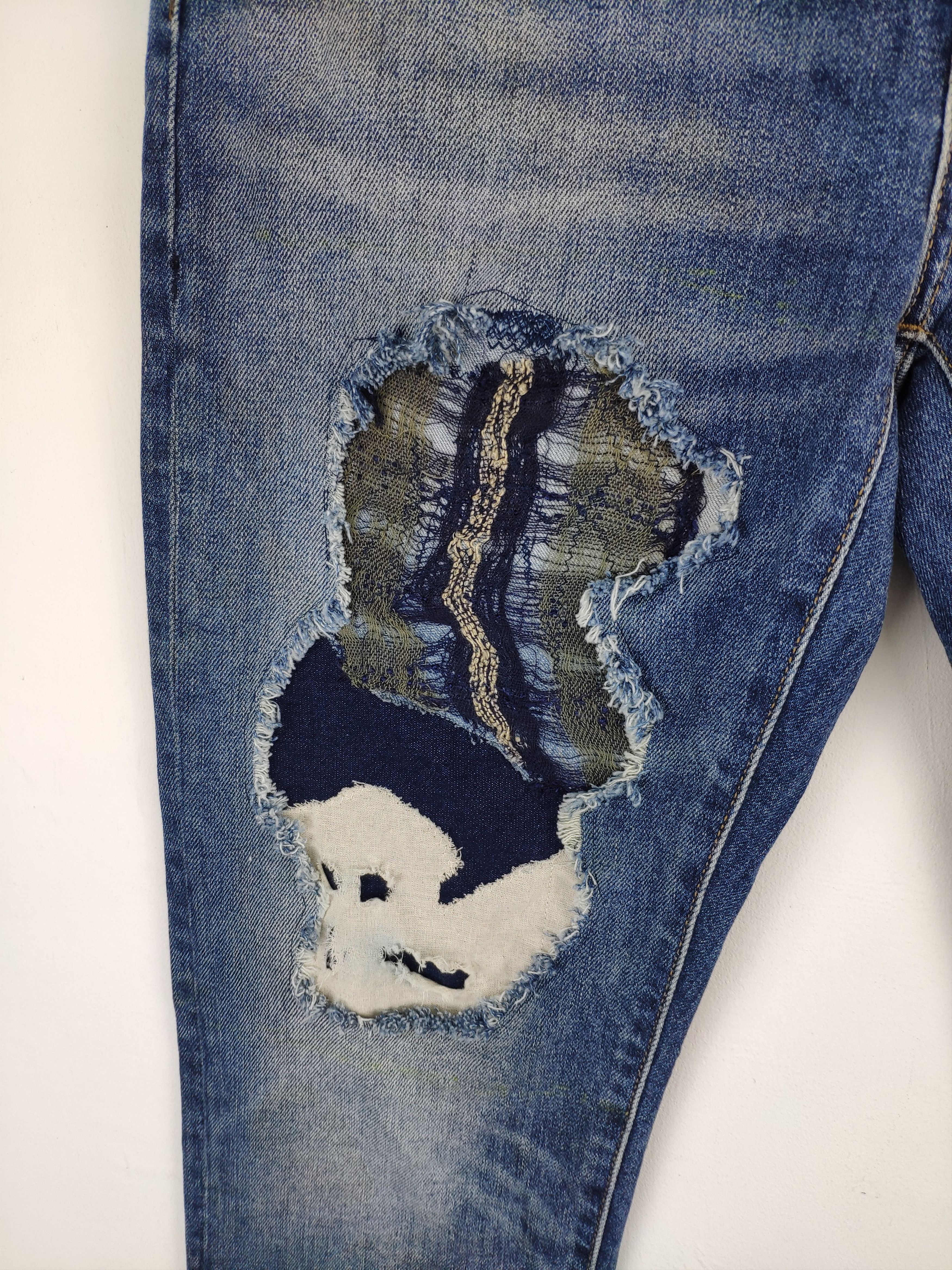 Japanese Brand 🇯🇵 Custom Made Uniqlo Jeans Distressed Kapital Boro Style Size US 36 / EU 52 - 6 Thumbnail