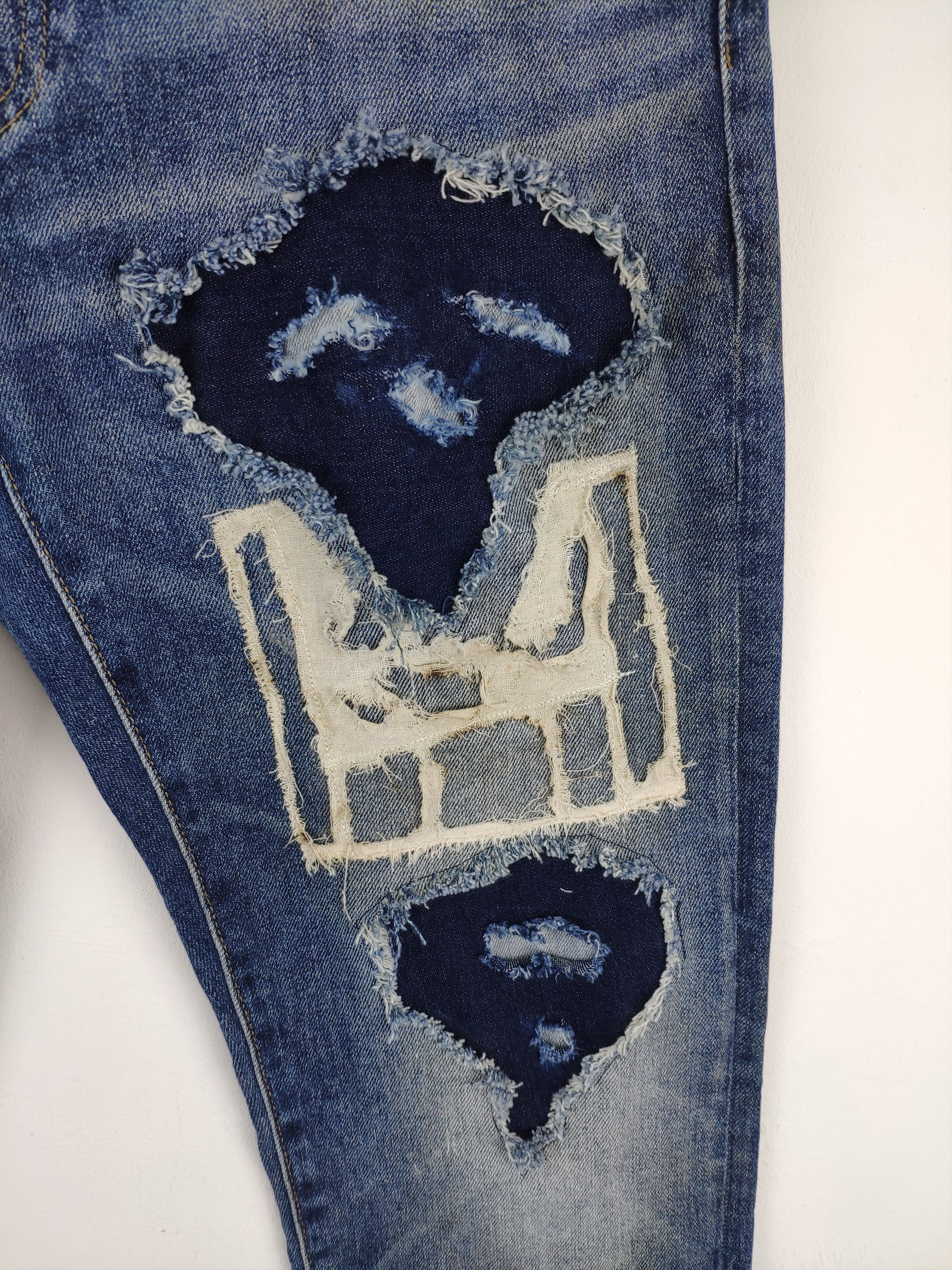 Japanese Brand 🇯🇵 Custom Made Uniqlo Jeans Distressed Kapital Boro Style Size US 36 / EU 52 - 5 Thumbnail