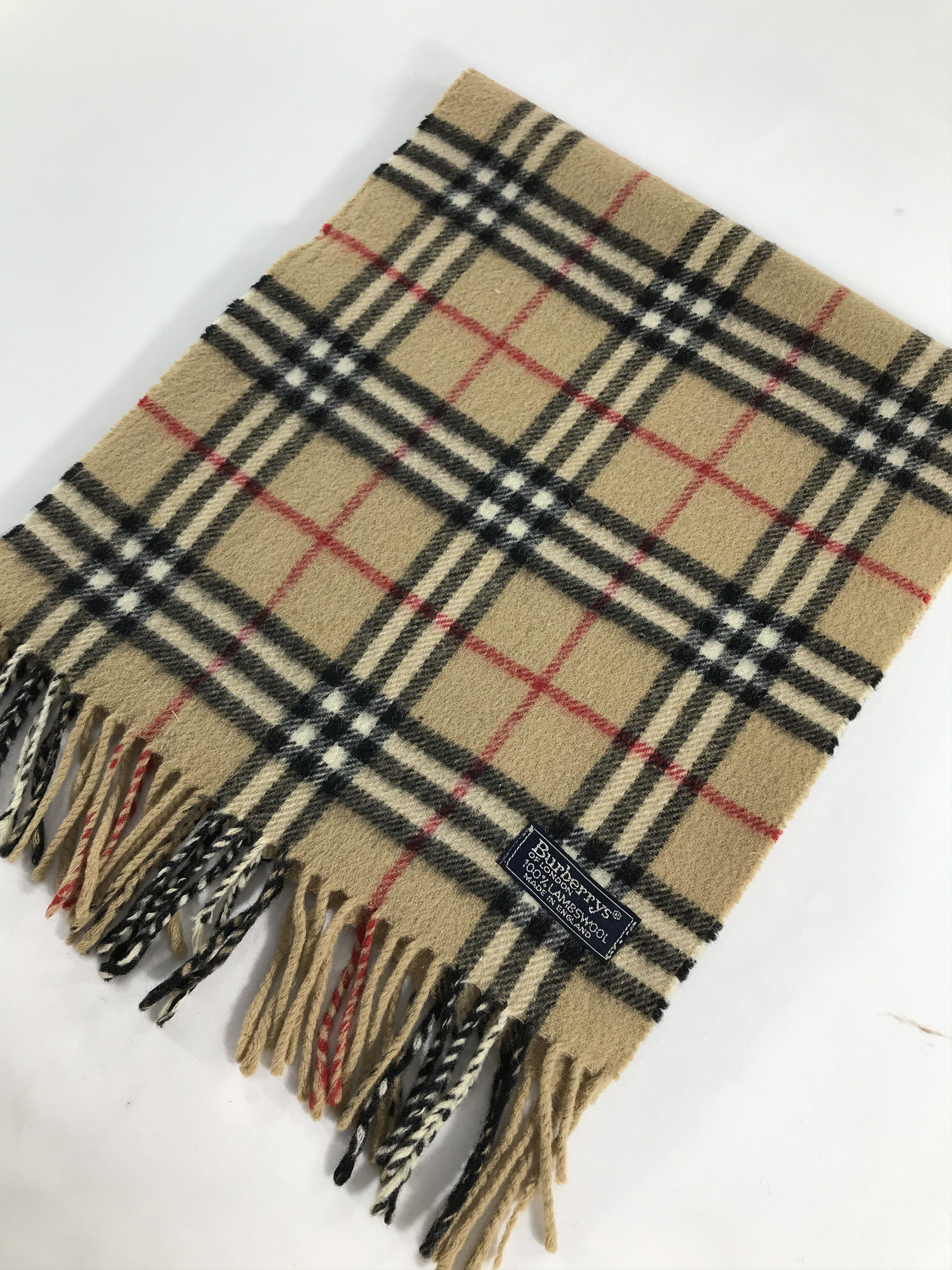 Burberry Burberrys Nova Check Tan Wool Scarf Muffler V527 Size ONE SIZE - 3 Thumbnail