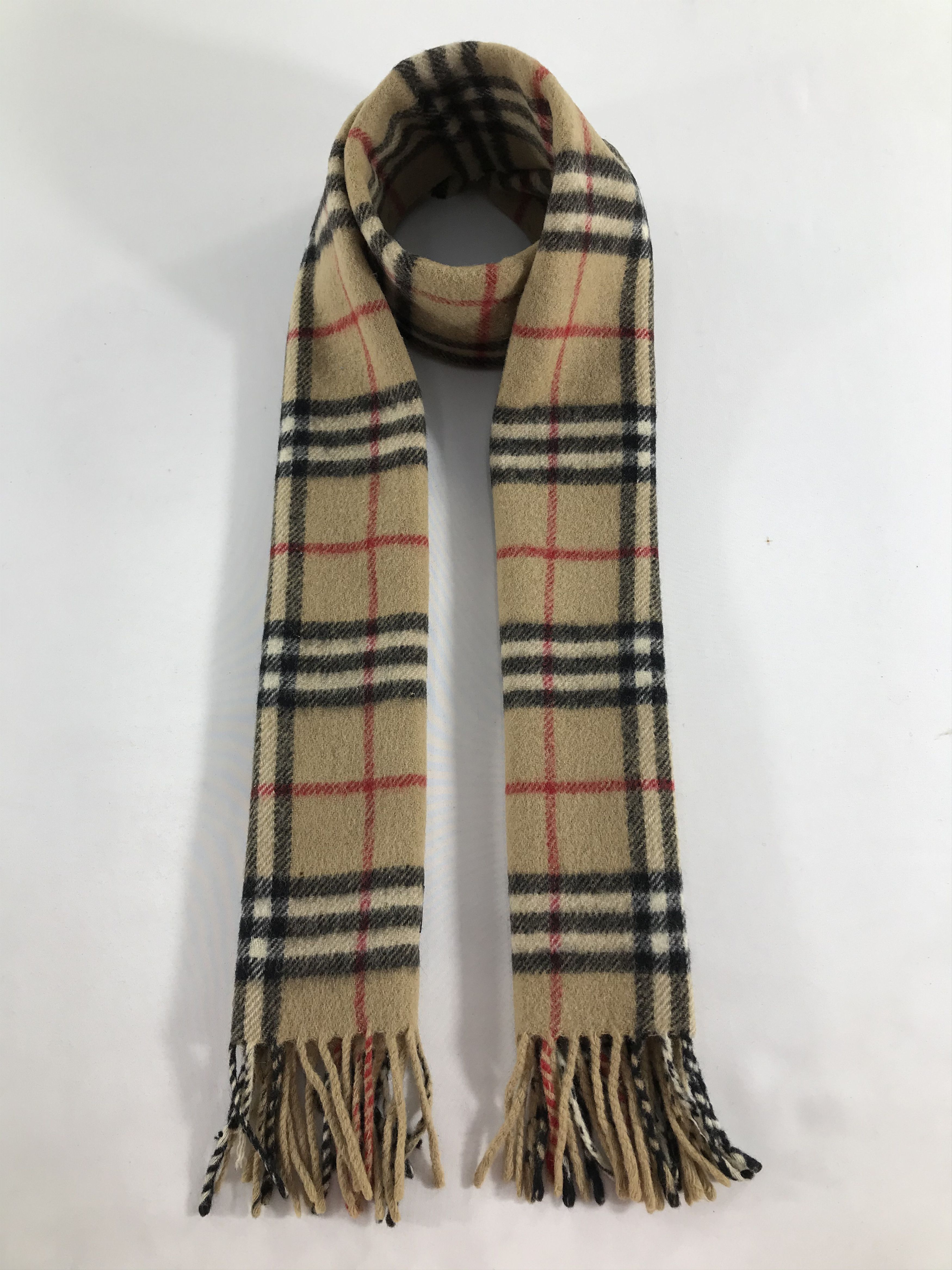 Burberry Burberrys Nova Check Tan Wool Scarf Muffler V527 Size ONE SIZE - 1 Thumbnail