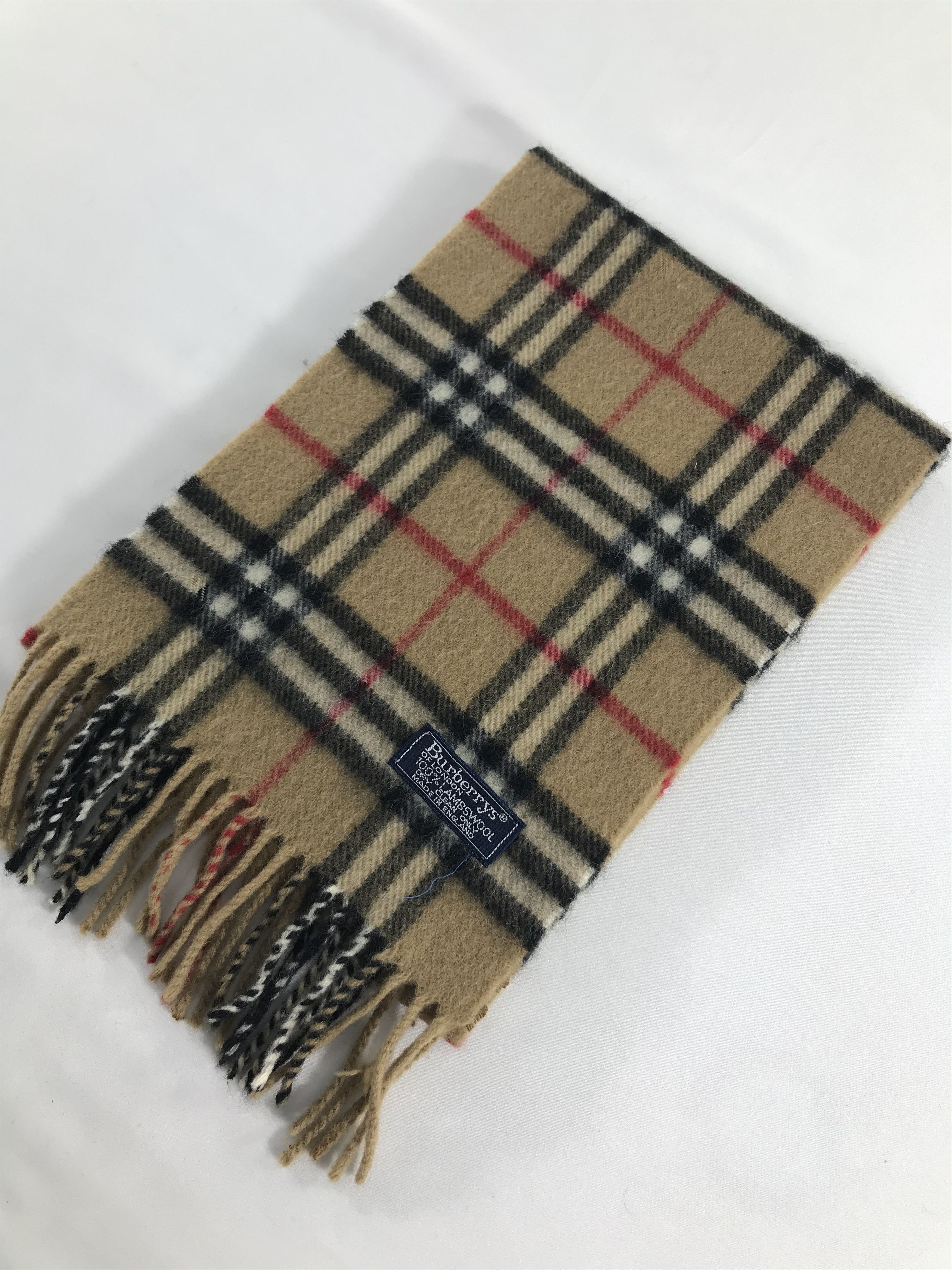 Burberry Burberry Tan Scarf Muffler Wool Neck Warmer V218 Size ONE SIZE - 3 Thumbnail