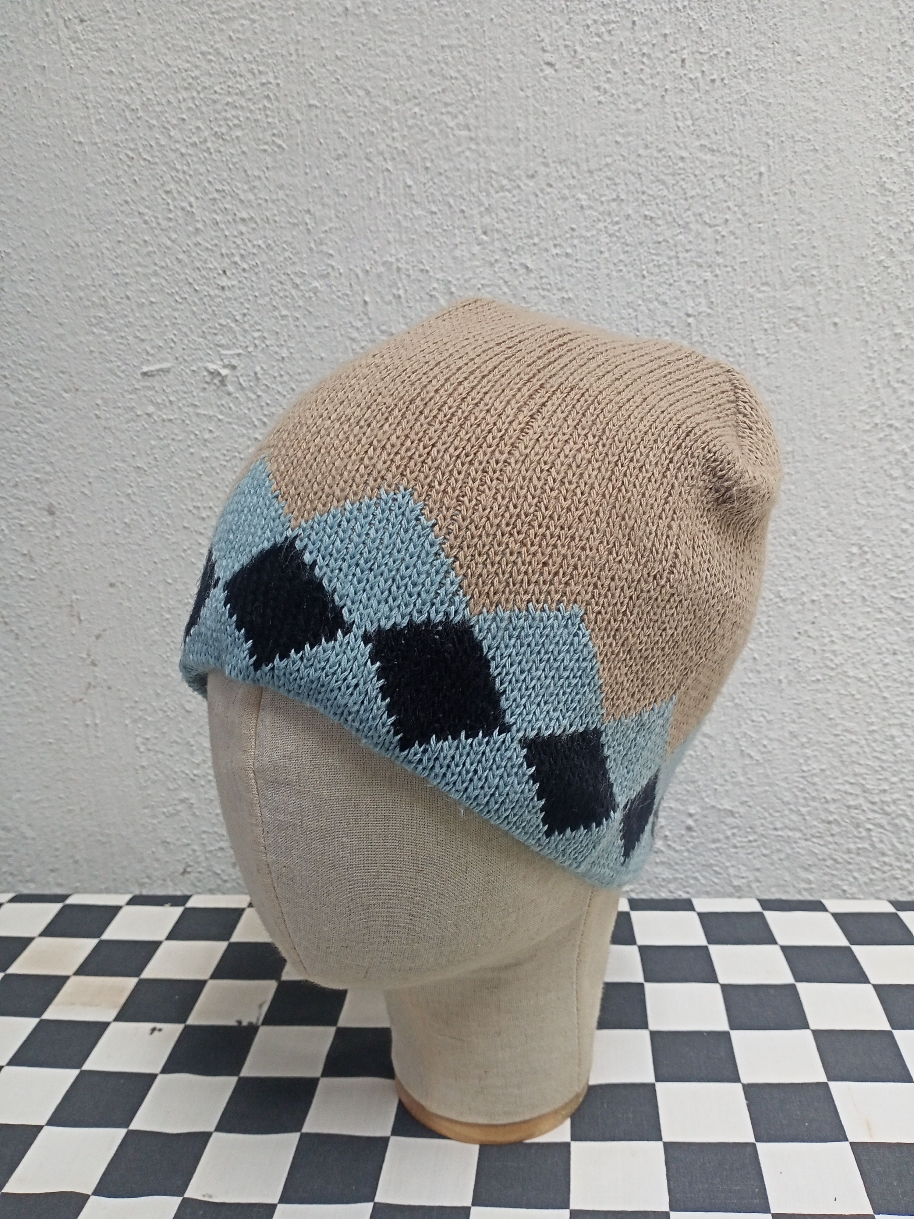 image of Vintage Goorin Bros Diamond Checkered Beanie Hat, Men's